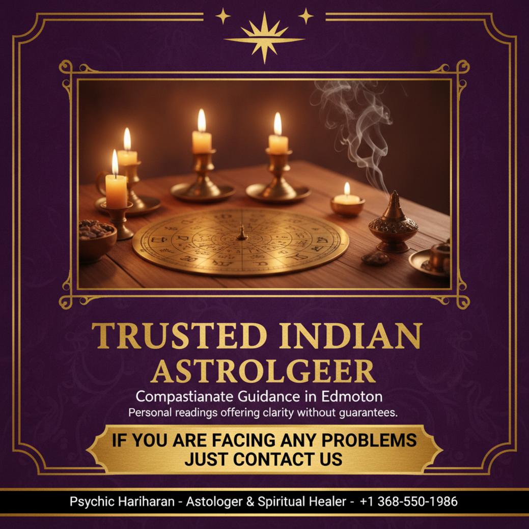 Finding an Indian Astrologer in Edmonton, AB: What to Expect Indian astrologer spiritual tools on wooden table representing Edmonton session
