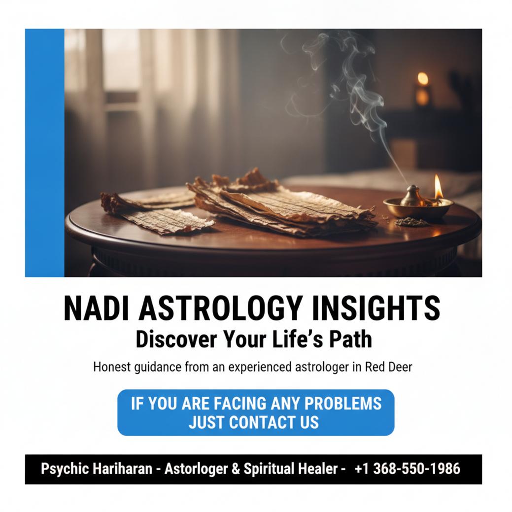 How Nadi Astrology Works — A Red Deer Guide Ancient Nadi astrology palm-leaf manuscripts in Red Deer setting
