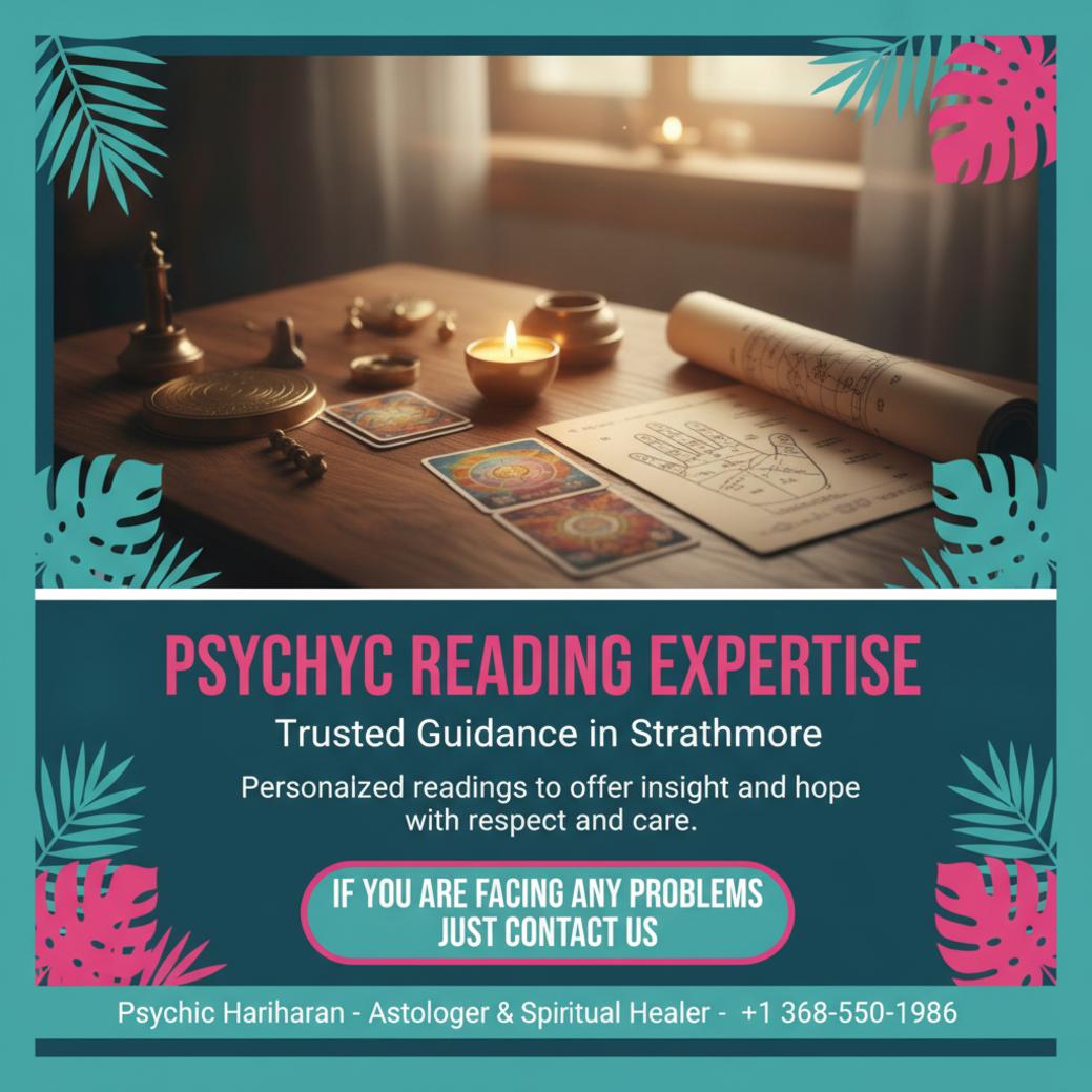 Quiet wooden table with psychic reading tools in Strathmore room