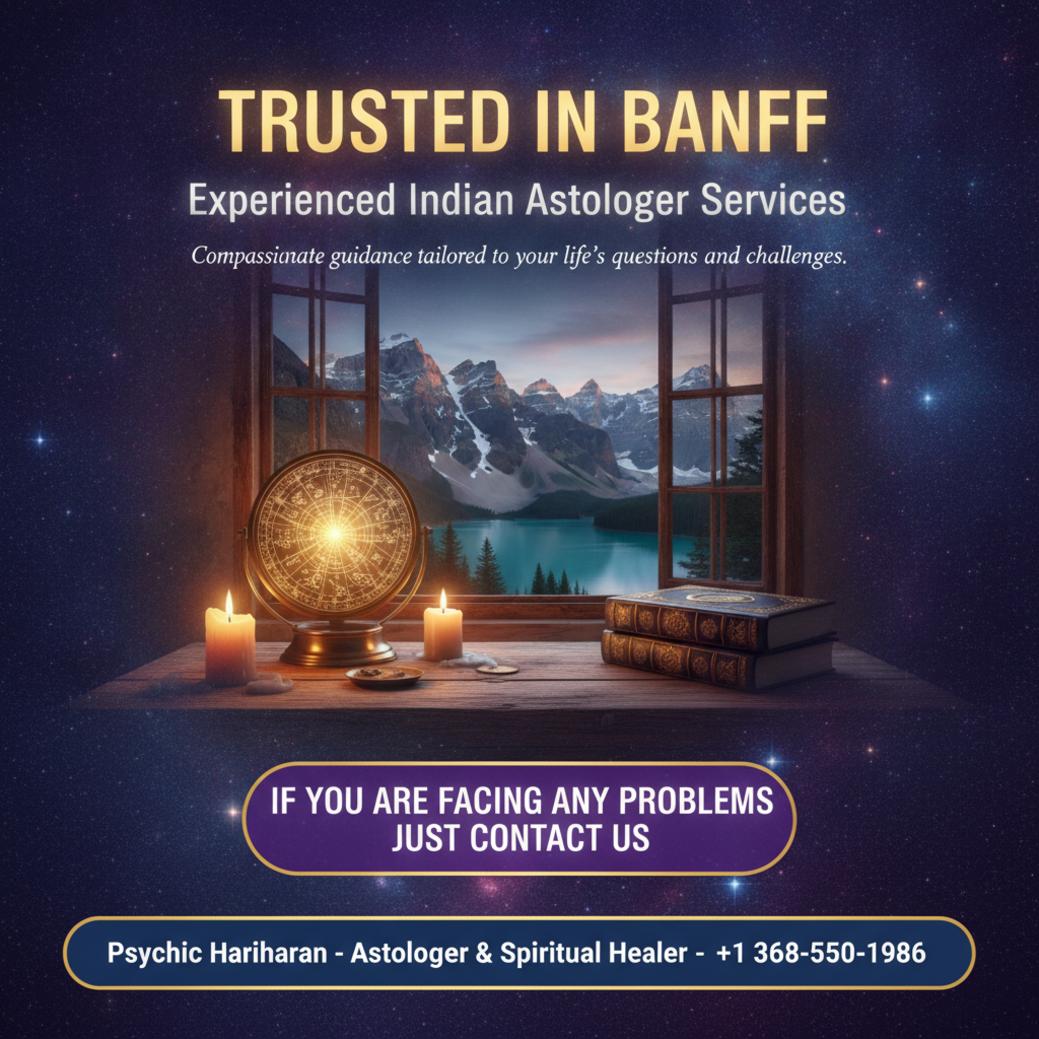 Warm, calm scene with vedic astrology tools in Banff office