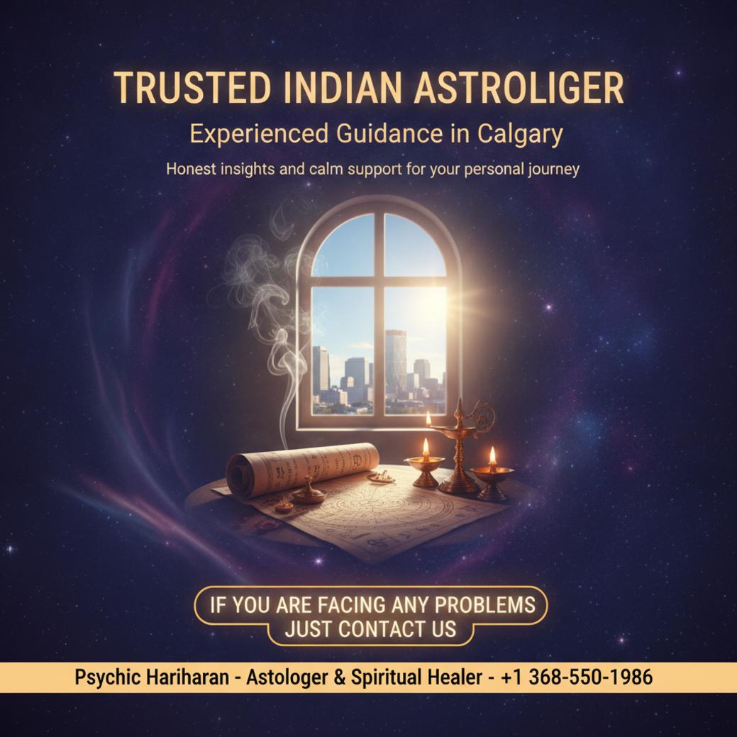 Finding the Best Indian Astrologer in Calgary, AB Best Indian astrologer desk with charts and lamps Calgary atmosphere