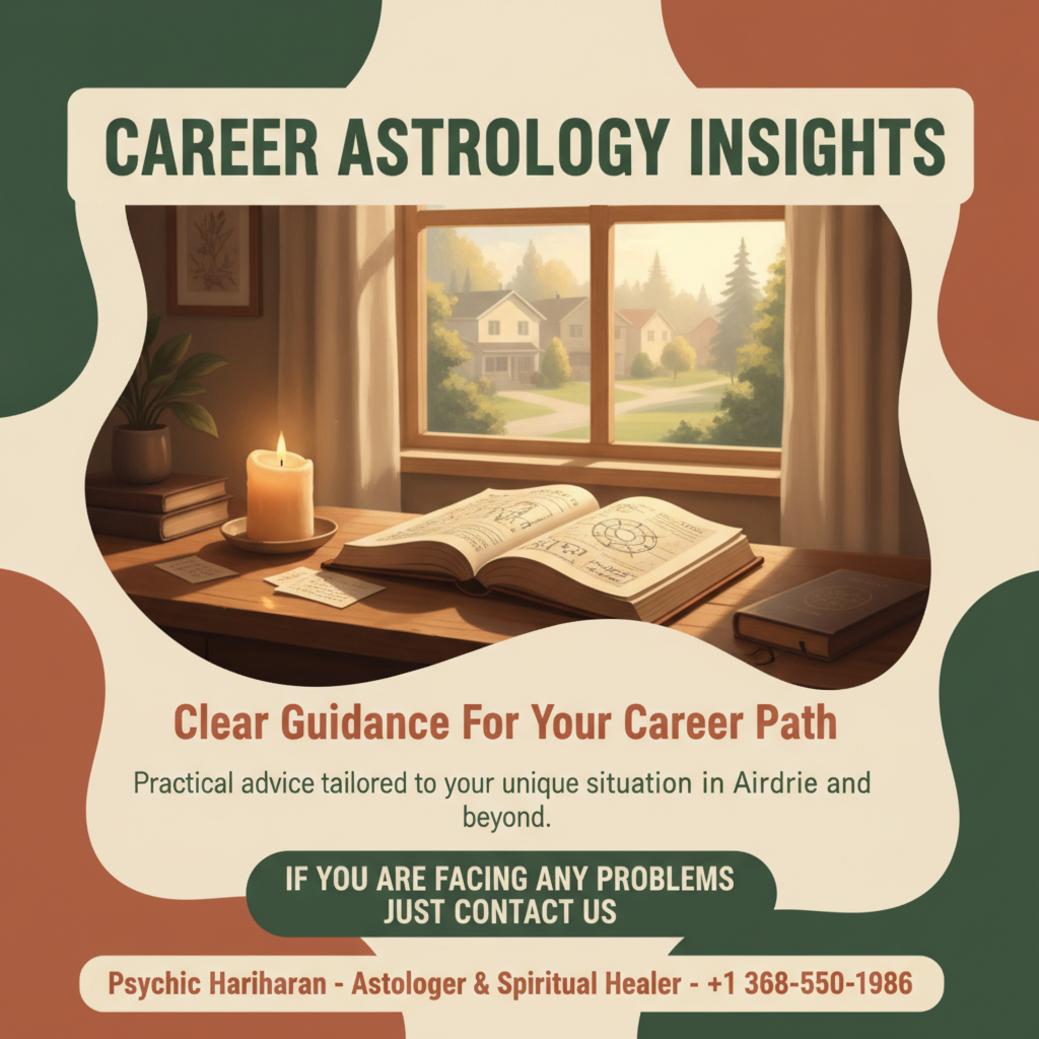 Career astrology guidance book and notes on desk in Airdrie
