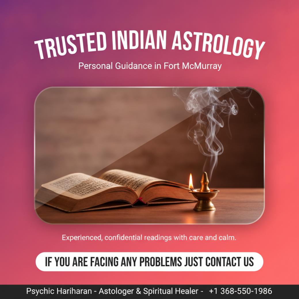 Indian astrologer traditional Vedic astrology setup Fort McMurray