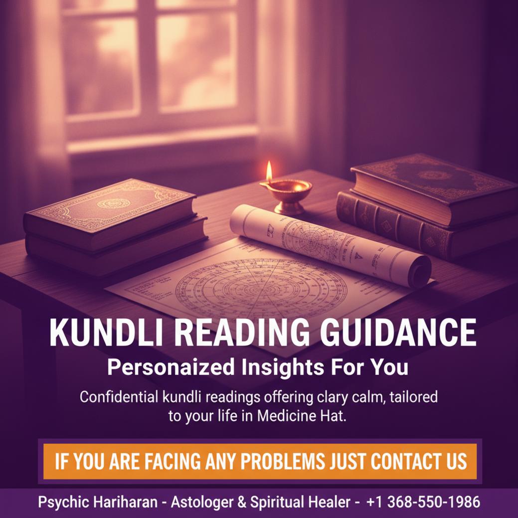 How Kundli Reading Helps You in Medicine Hat, AB Traditional kundli reading chart displayed on wood table Medicine Hat