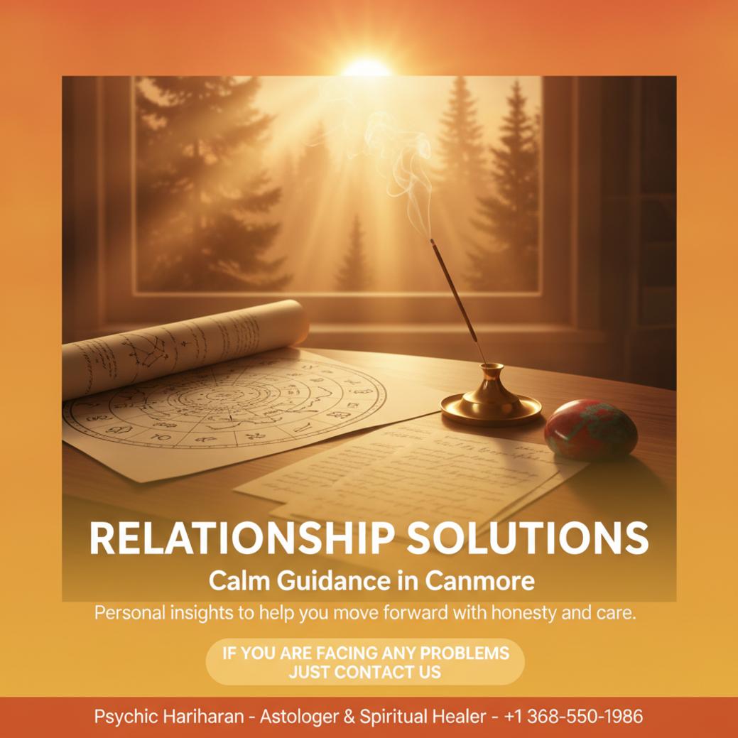 How Relationship Problem Solution Works in Canmore, AB relationship problem solution session setup with astrology charts in Canmore