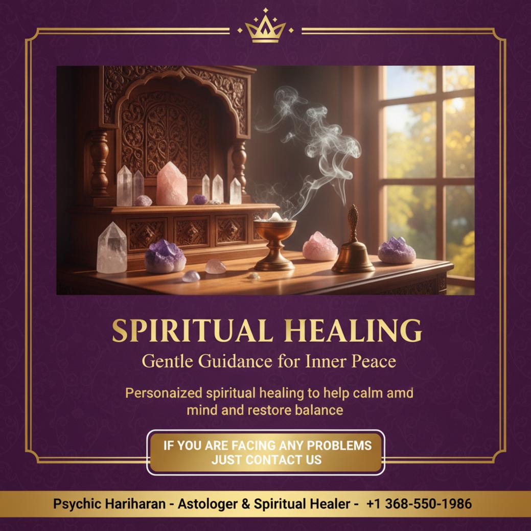 Spiritual healing altar with crystals and incense in Grande Prairie room
