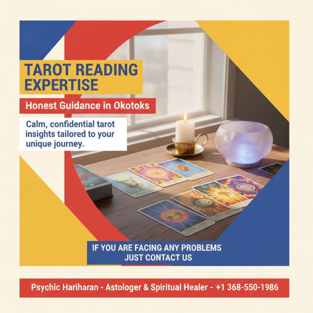 How Tarot Reading Can Guide You in Okotoks, AB tarot reading setup with cards and candle calm scene Okotoks