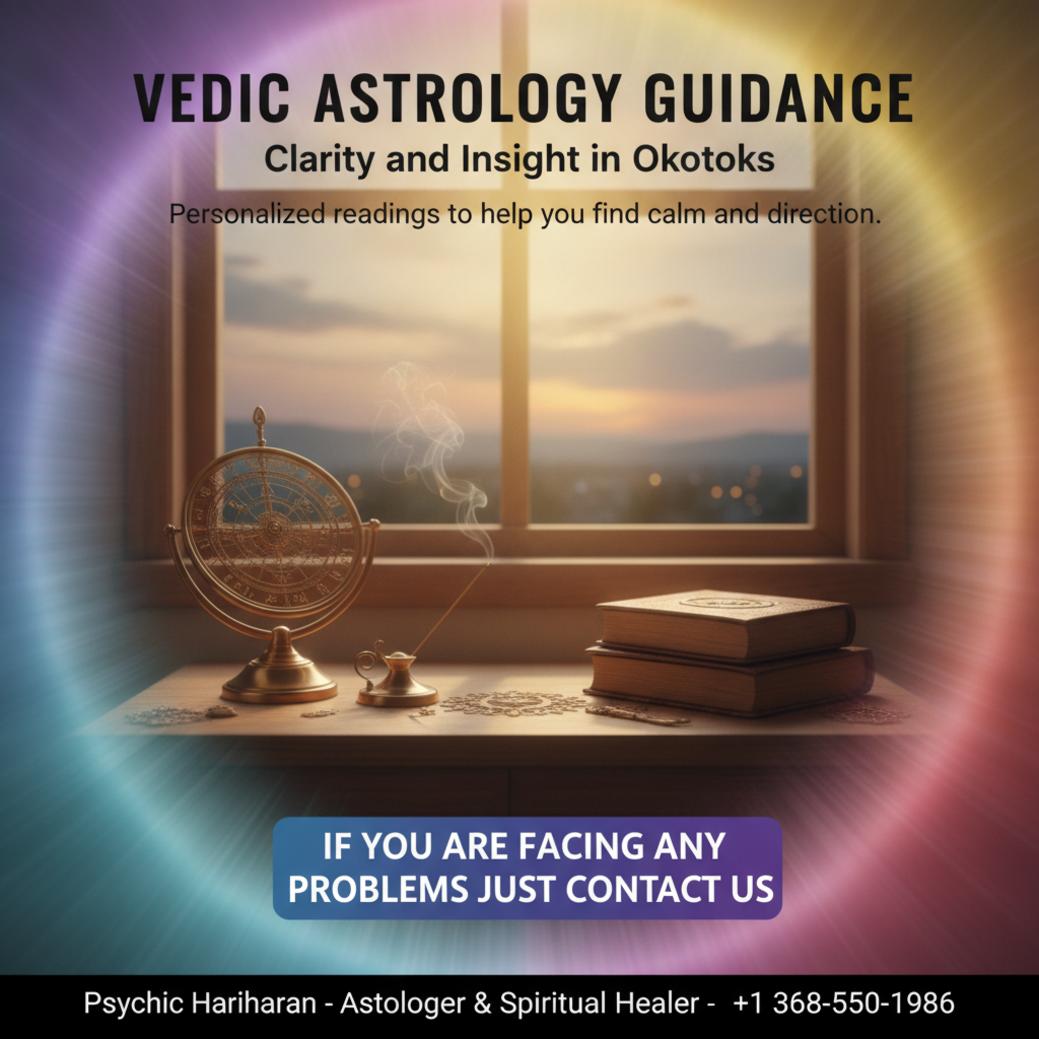 Vedic astrology chart and spiritual setup for Okotoks reading